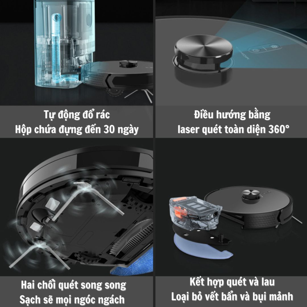 Robot Hút Bụi Lau Sàn KAW Thông Minh Tự Động Kết Nối Điện Thoại