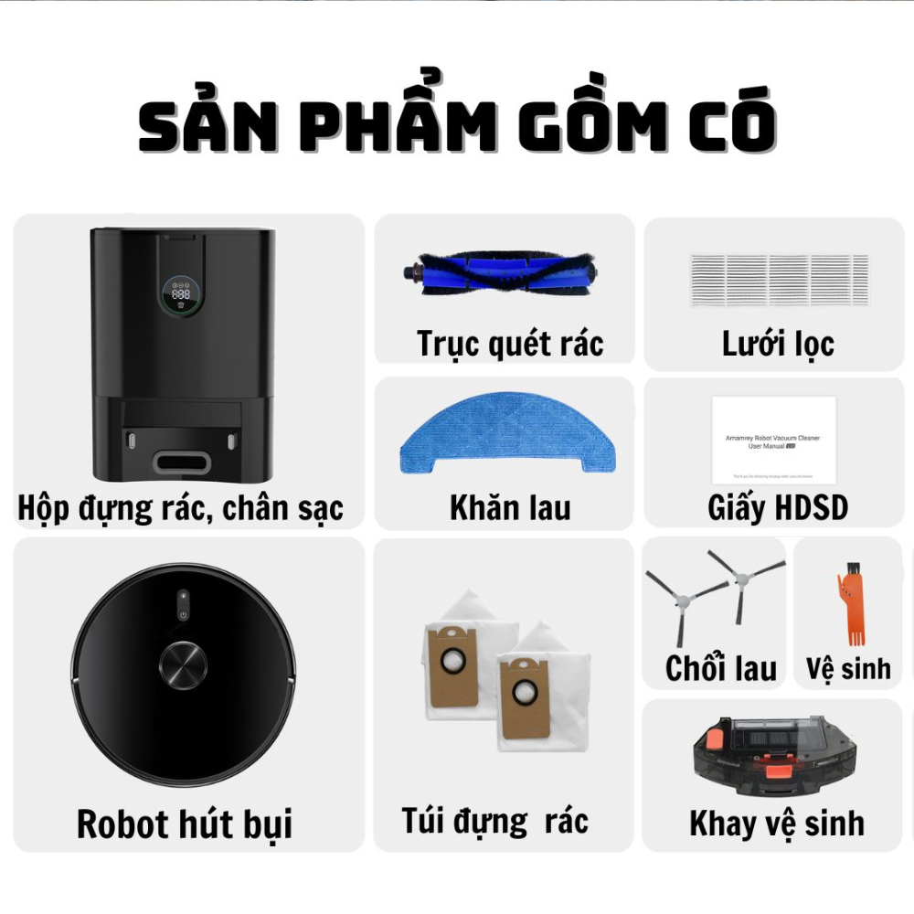 Robot Hút Bụi Lau Sàn KAW Thông Minh Tự Động Kết Nối Điện Thoại