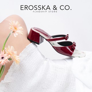 Erosska Flora - Giày cao gót nữ phối nơ họa tiết hoa nhí thời trang hồng 4cm - EM147