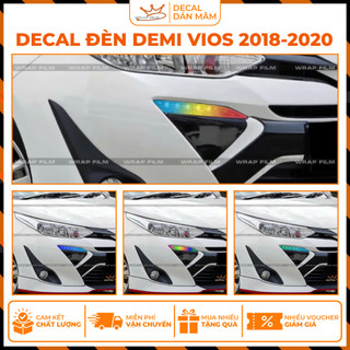 Decal Trang Đèn demi Toyota Vios 2018-2020 – In PVC 3 lớp, không bong tróc, phai màu (Tặng Kèm Gạt Vuốt)