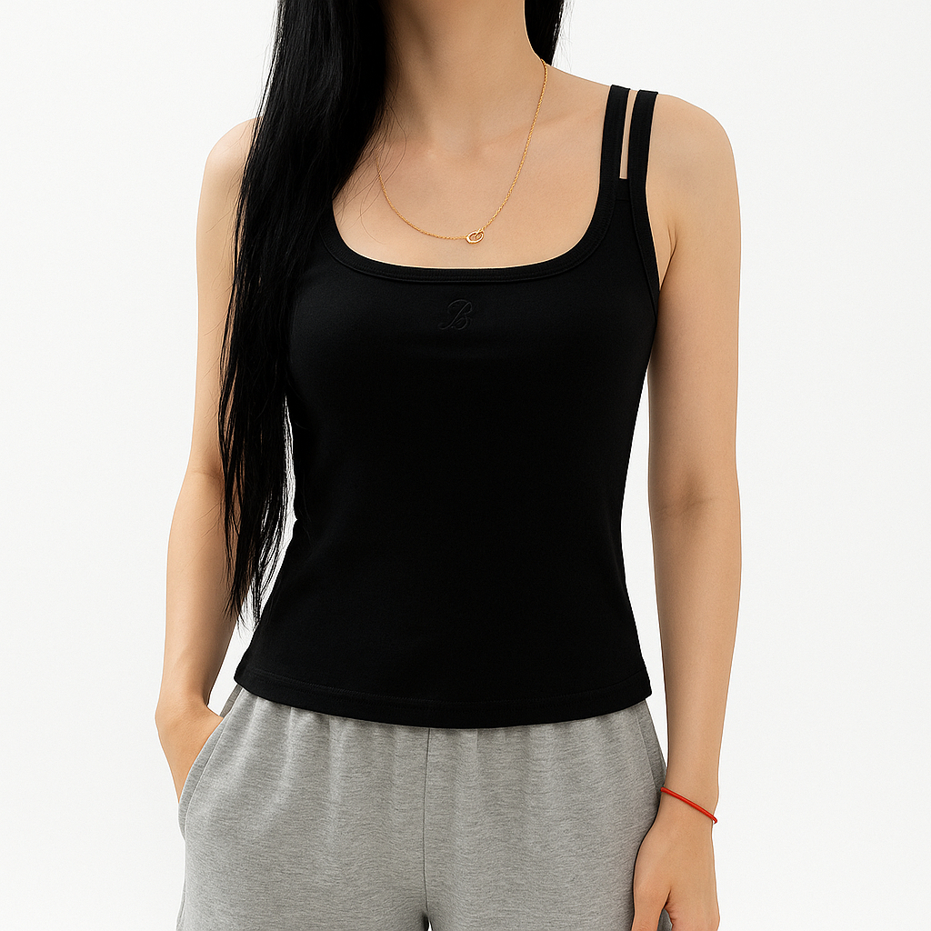 COMBO 02 áo BOO ba lỗ quai dây fitted thêu logo cá tính