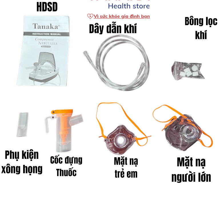 Máy Xông Khí Dung , Xông Mũi Họng TANAKA AXD-301, Hỗ trợ thông mũi họng giảm ho hen, Hàng chính hãng, Bảo Hành 5 năm