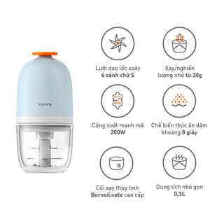 Máy xay thức ăn dặm 0.3L Joyoung JBFC-166, Lưỡi dao 6 cánh, Công suất 200W, Bảo hành 24 tháng