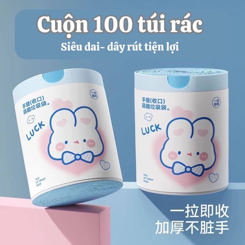 Túi đựng rác có dây rút size 45x50cm, cuộn 100 túi, chịu nhiệt tốt Có ...