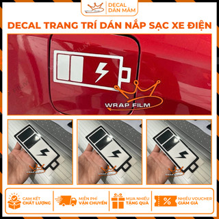 Decal trang trí dán nắp sạc xe điện hình Pin - Decal trang trí cao cấp bền màu không thấm nước