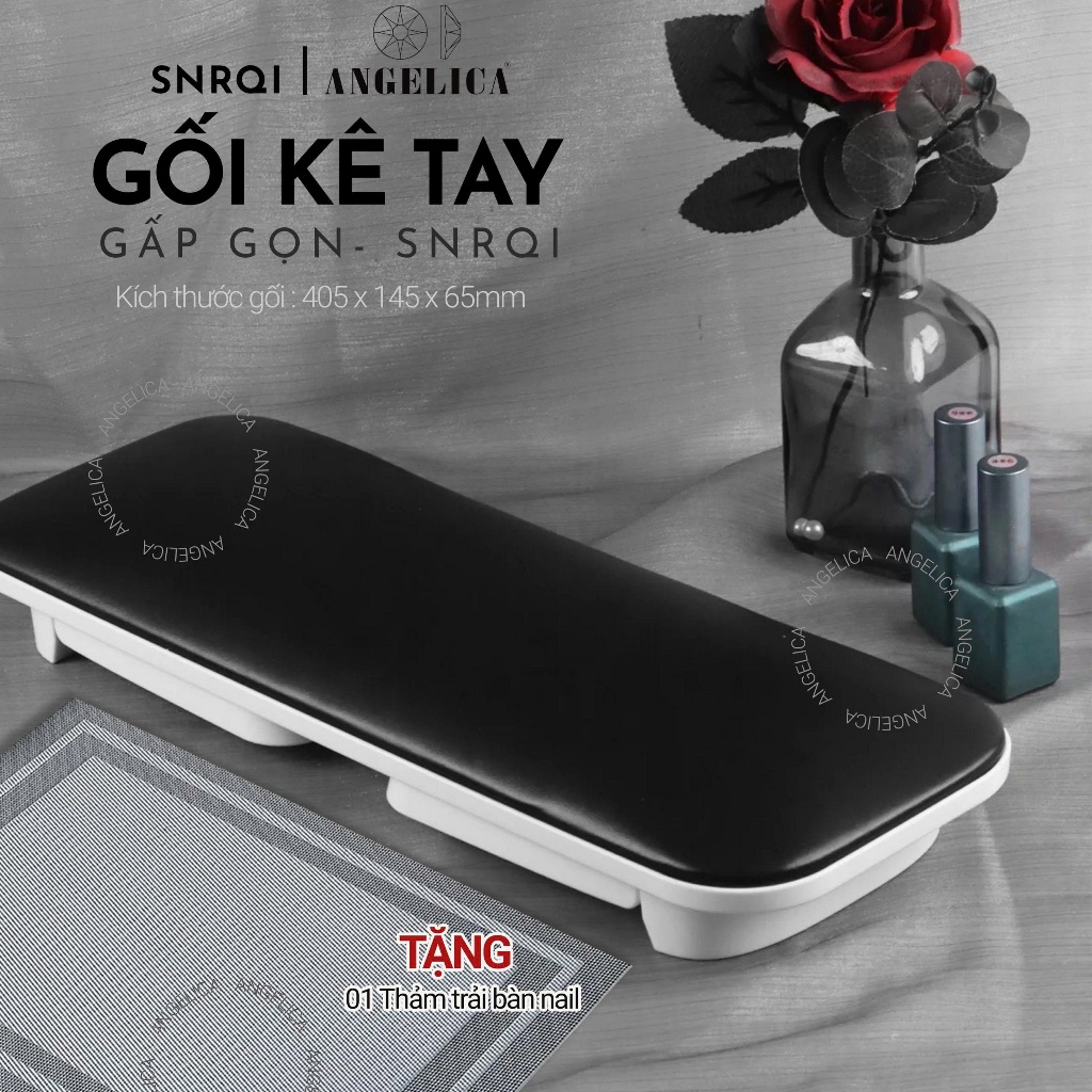 Gối Làm Móng Kê Tay Gấp Gọn SNRQI Chính Hãng (Tặng 1 Thảm Trải Bàn) GKTD