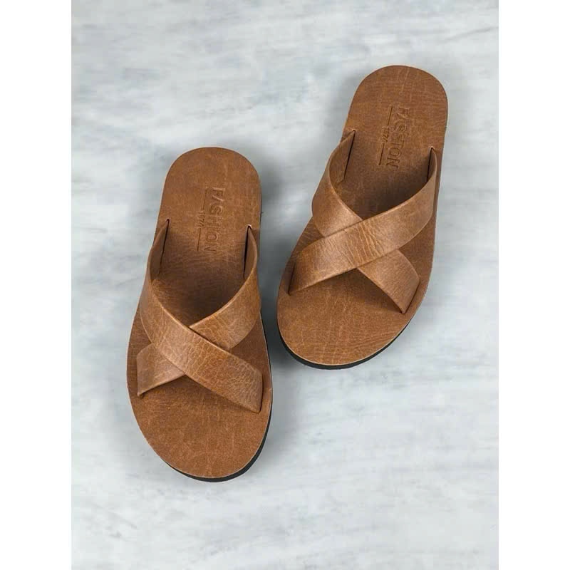 Dép Sandal Quai Chéo Da Bò – Thời Trang, Chống Thấm, Đen Nâu Vàng | Shop Dép Fashion Nam_Nữ
