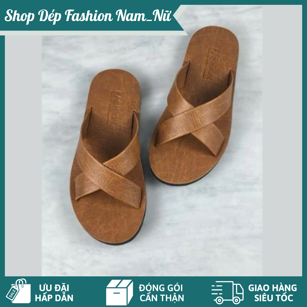Dép Sandal Quai Chéo Da Bò – Thời Trang, Chống Thấm, Đen Nâu Vàng | Shop Dép Fashion Nam_Nữ