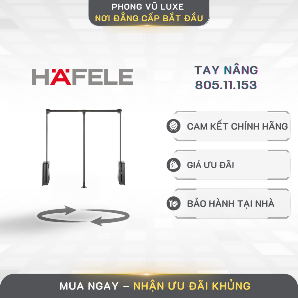 Tay Nâng Móc Áo 600 - 830 Hafele 805.11.153 - Phụ Kiện Tủ Quần Áo Tiện Dụng