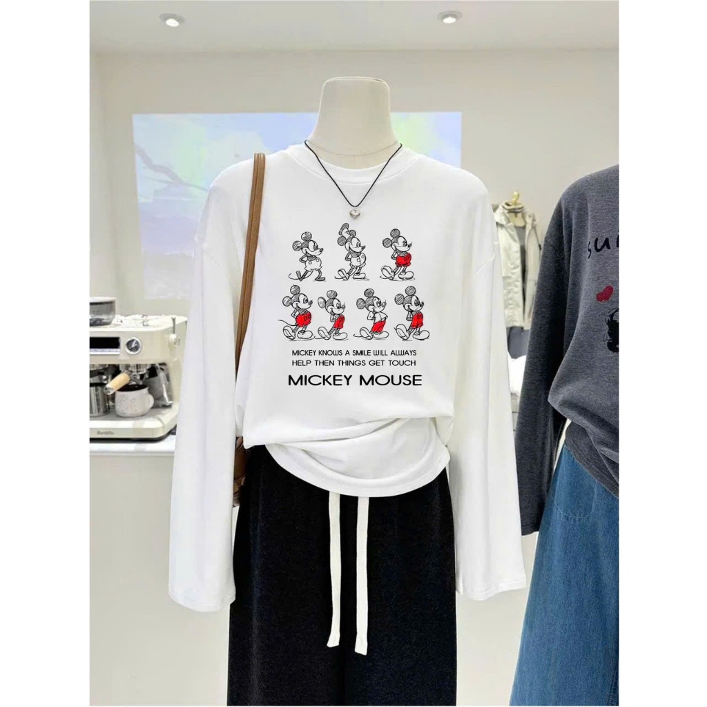 Áo dài tay nữ chất xượt mềm ấm áp mặc Đông, Áo phông nữ tay dài in hình JULY FASHION, Chất mỏng nhẹ mặc Thu Đông