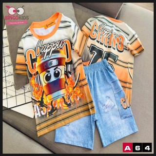 Đồ bộ bé đùi trai ngắn tay thun lạnh 3D Ann's Kids họa tiết hoạt hình đường phố cực ngầu cho bé từ 10 đến 45kg