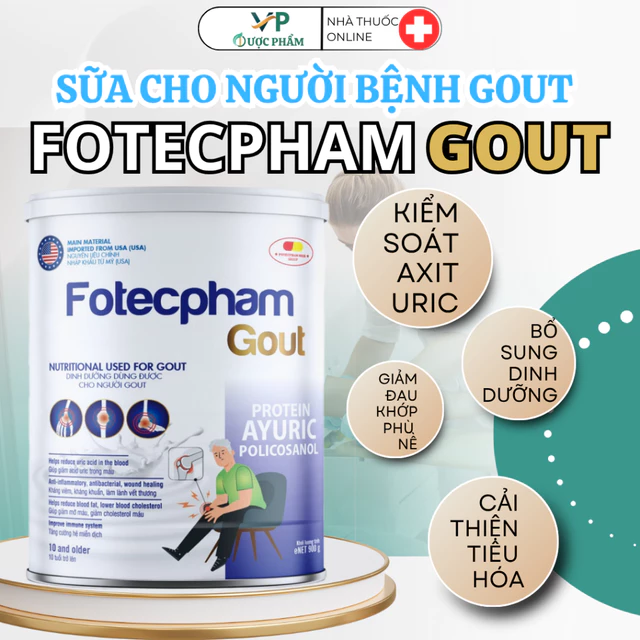 Sữa Gout Fotecpham Cho Người Bệnh - Hỗ Trợ Kiểm Soát Acid Uric, Giảm Cholesterol Tim Mạch