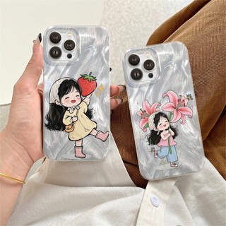Ốp Lưng iPhone Silicon Happy Girl Ánh Bạc, Chống Sốc, Bảo Vệ Camera - iP X/XS/XR/11/12/13/14/15/16/17/Plus/Air/Pro/Max
