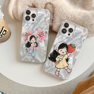 Ốp Lưng iPhone Silicon Happy Girl Ánh Bạc, Chống Sốc, Bảo Vệ Camera - iP X/XS/XR/11/12/13/14/15/16/17/Plus/Air/Pro/Max