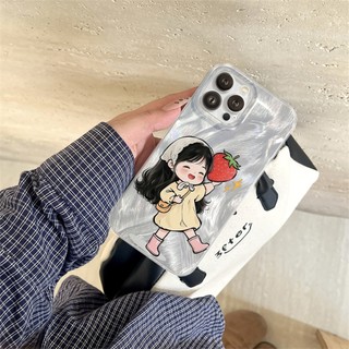 Ốp Lưng iPhone Silicon Happy Girl Ánh Bạc, Chống Sốc, Bảo Vệ Camera - iP X/XS/XR/11/12/13/14/15/16/17/Plus/Air/Pro/Max