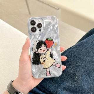 Ốp Lưng iPhone Silicon Happy Girl Ánh Bạc, Chống Sốc, Bảo Vệ Camera - iP X/XS/XR/11/12/13/14/15/16/17/Plus/Air/Pro/Max