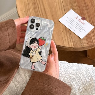 Ốp Lưng iPhone Silicon Happy Girl Ánh Bạc, Chống Sốc, Bảo Vệ Camera - iP X/XS/XR/11/12/13/14/15/16/17/Plus/Air/Pro/Max