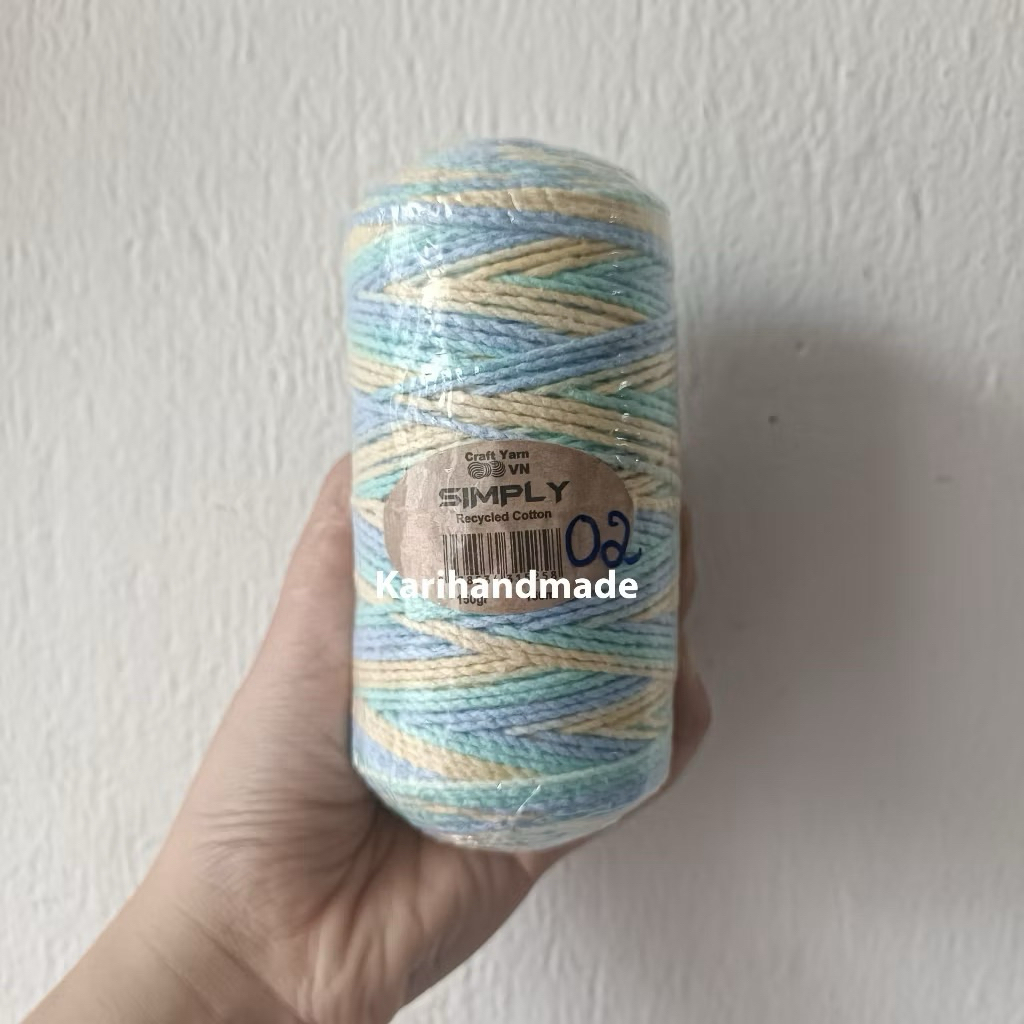 Sợi simply cotton 2mm màu loang 150gr
