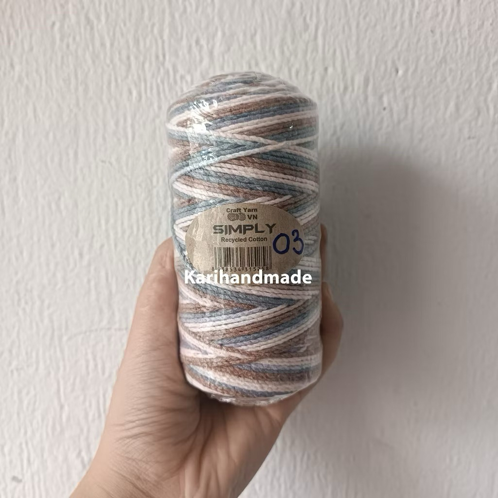 Sợi simply cotton 2mm màu loang 150gr