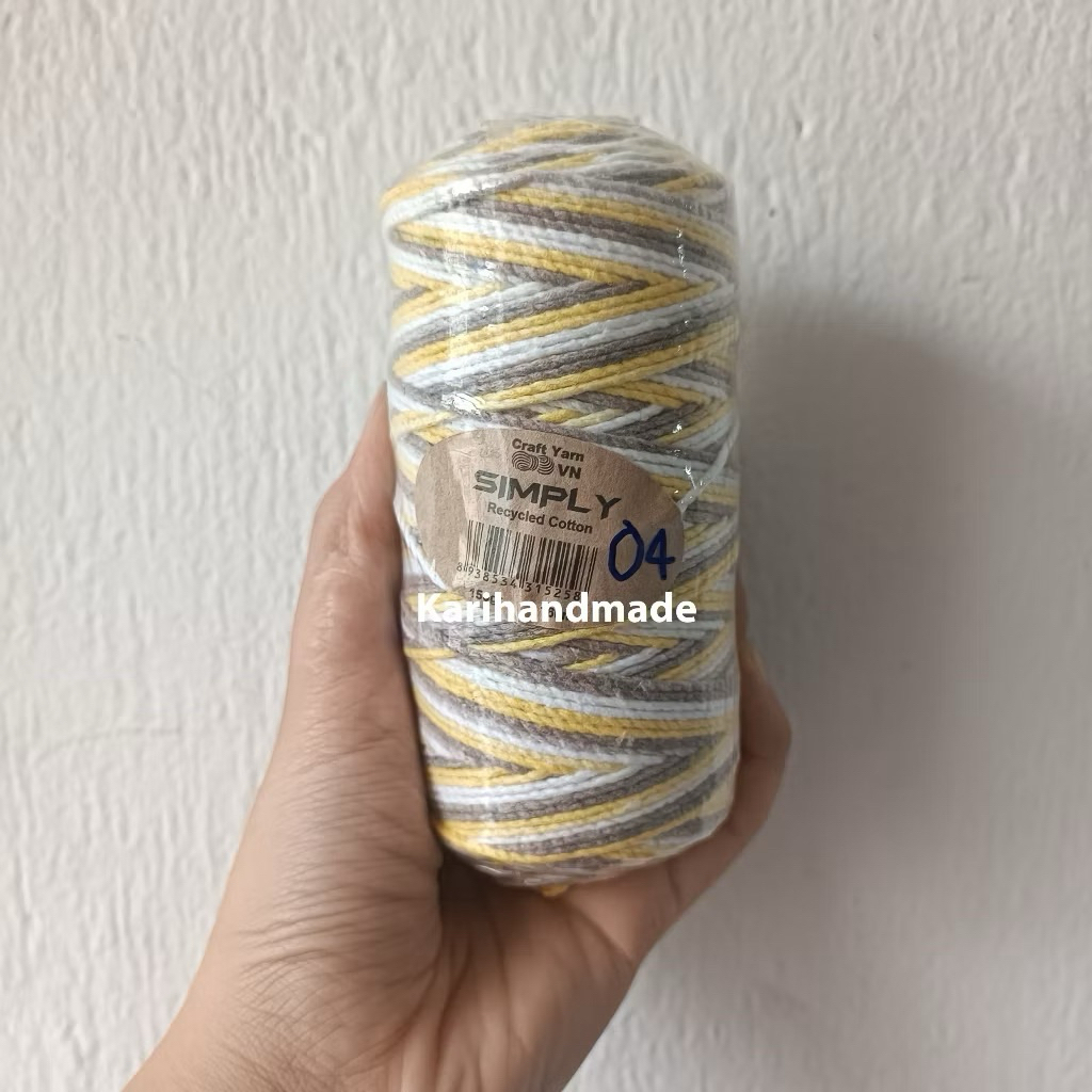 Sợi simply cotton 2mm màu loang 150gr