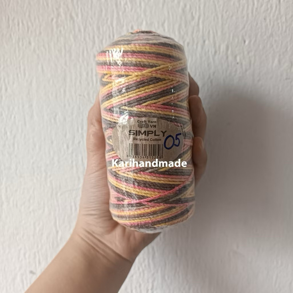 Sợi simply cotton 2mm màu loang 150gr