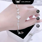 [ Kèm Hộp Xinh]  Lắc Tay Bạc Ta Nữ SK93 Bốn Lá Nửa Xích Nhẹ Nhàng, Bạc ta đính đá | Bạc LOPA — ảnh 7