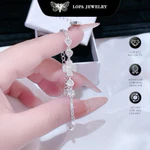 [ Kèm Hộp Xinh]  Lắc Tay Bạc Ta Nữ SK93 Bốn Lá Nửa Xích Nhẹ Nhàng, Bạc ta đính đá | Bạc LOPA — ảnh 4