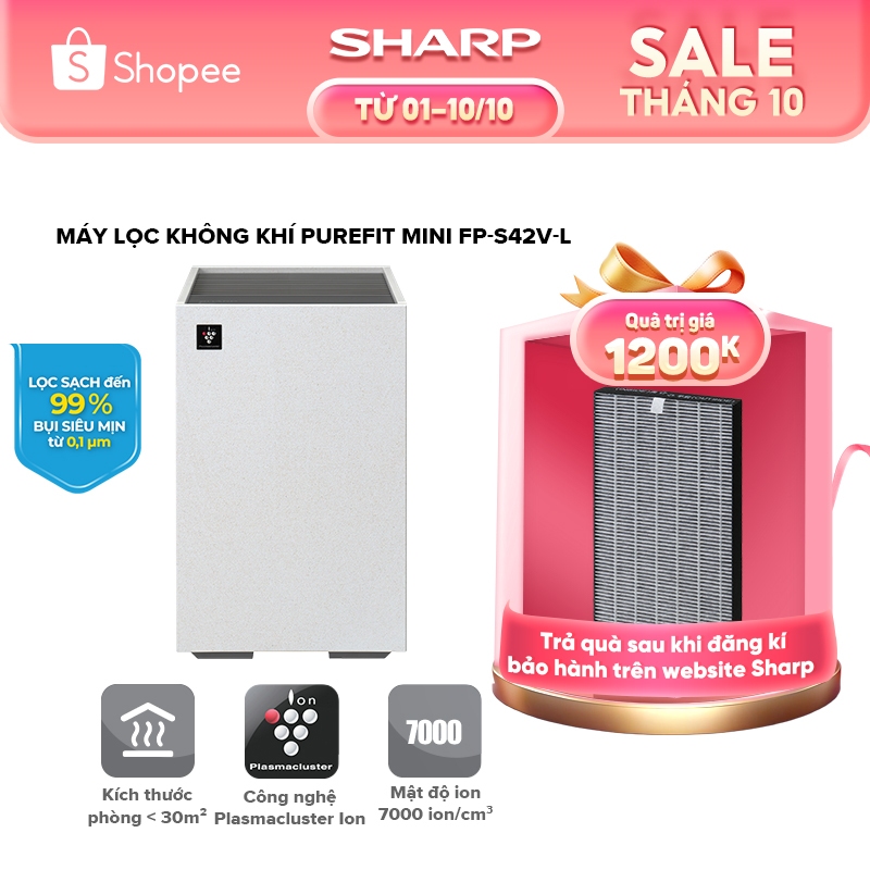 [Sharp x Shopee Live] Máy Lọc Không Khí Sharp Purefit Mini FP-S42V-L ...