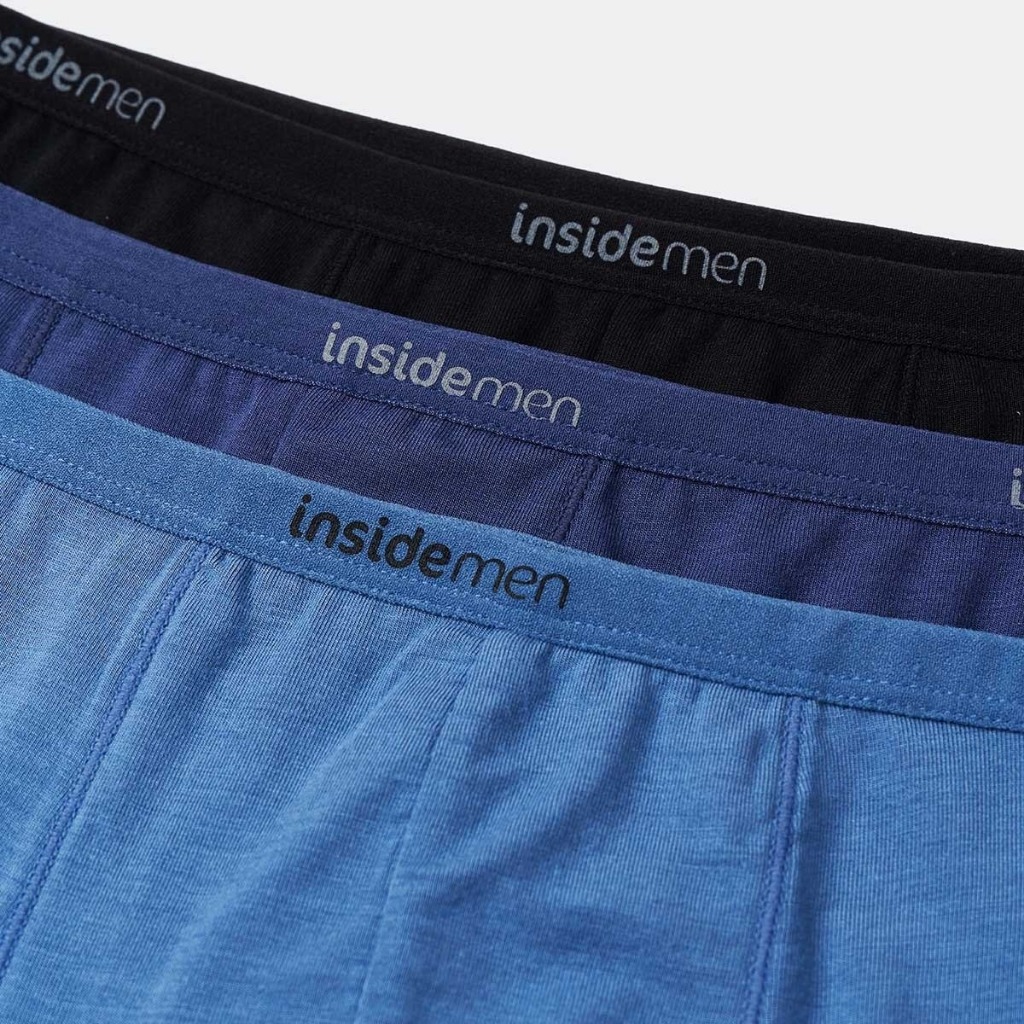 Combo 3 Quần Lót Nam Boxer Insidemen cạp chun co giãn, tiện lợi IBX003EDP03
