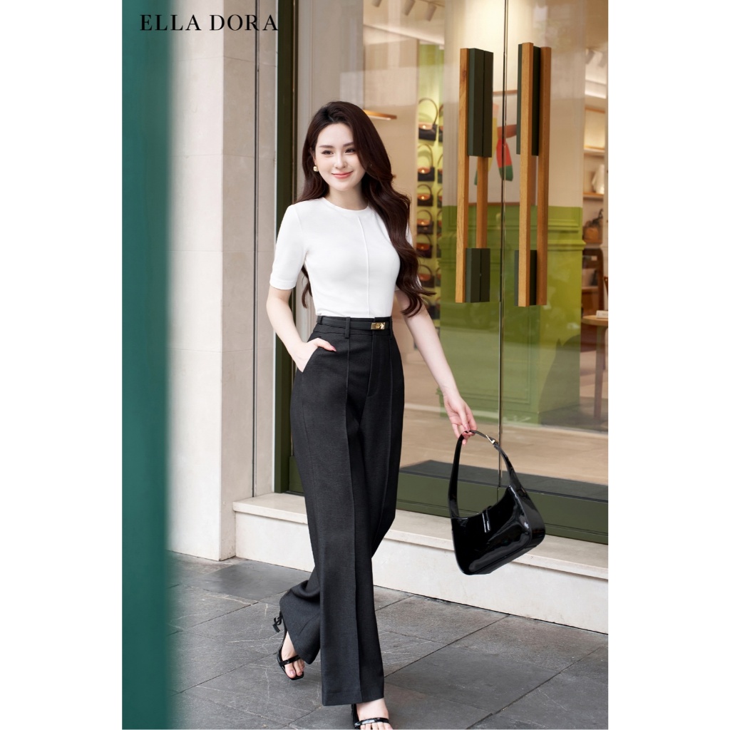 Quần ống loe ELLA DORA thiết kế  mí gân nổi phong cách sang trọng trhanh lịch mặc 4 mùa [Q42]