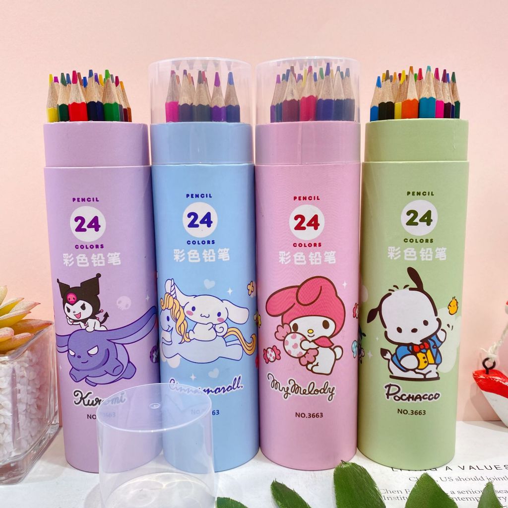 Hỏa tốc Bút chì màu dạng lon 12-48 màu CAPYBARA dạng ống tiện lợi thiết kế hộp ống gọn gàng đáng yêu