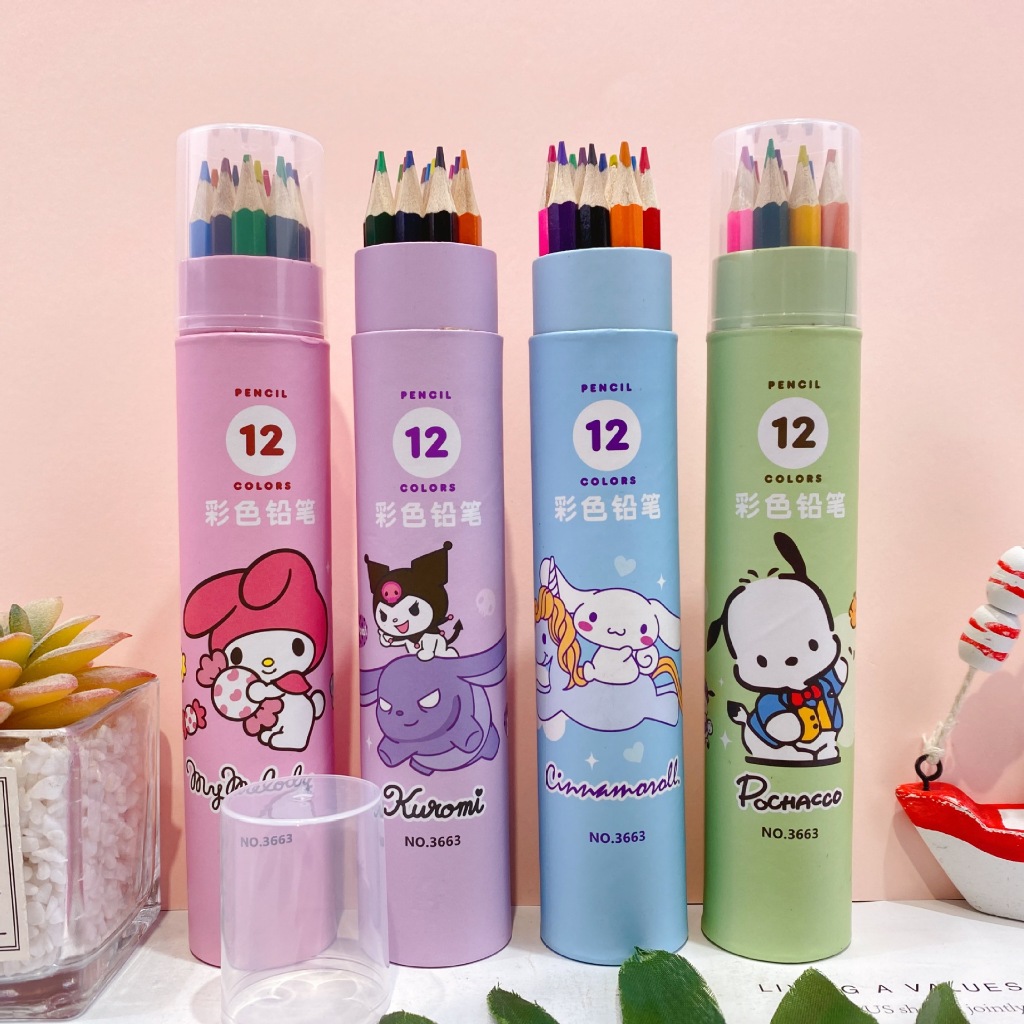 Hỏa tốc Bút chì màu dạng lon 12-48 màu CAPYBARA dạng ống tiện lợi thiết kế hộp ống gọn gàng đáng yêu
