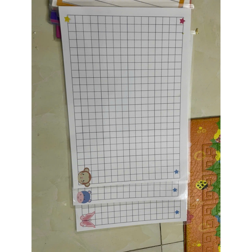 Combo  5-10-15-20 bảng phụ khổ A3 có gắn năm Châm dính bảng từ dễ dàng viết xóa