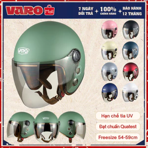 Mũ Bảo Hiểm 3/4 VARO Kính Phủ A317 Cao Cấp Bảo Vệ An Toàn Dành Cho Người Đi Xe Máy Chính Hãng