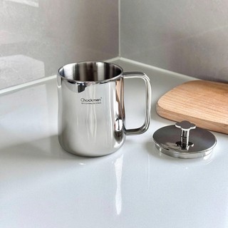 Cốc inox cách nhiệt Chockmen [395] có quai kèm nắp xinh xắn, 350ml