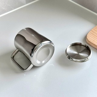Cốc inox cách nhiệt Chockmen [395] có quai kèm nắp xinh xắn, 350ml