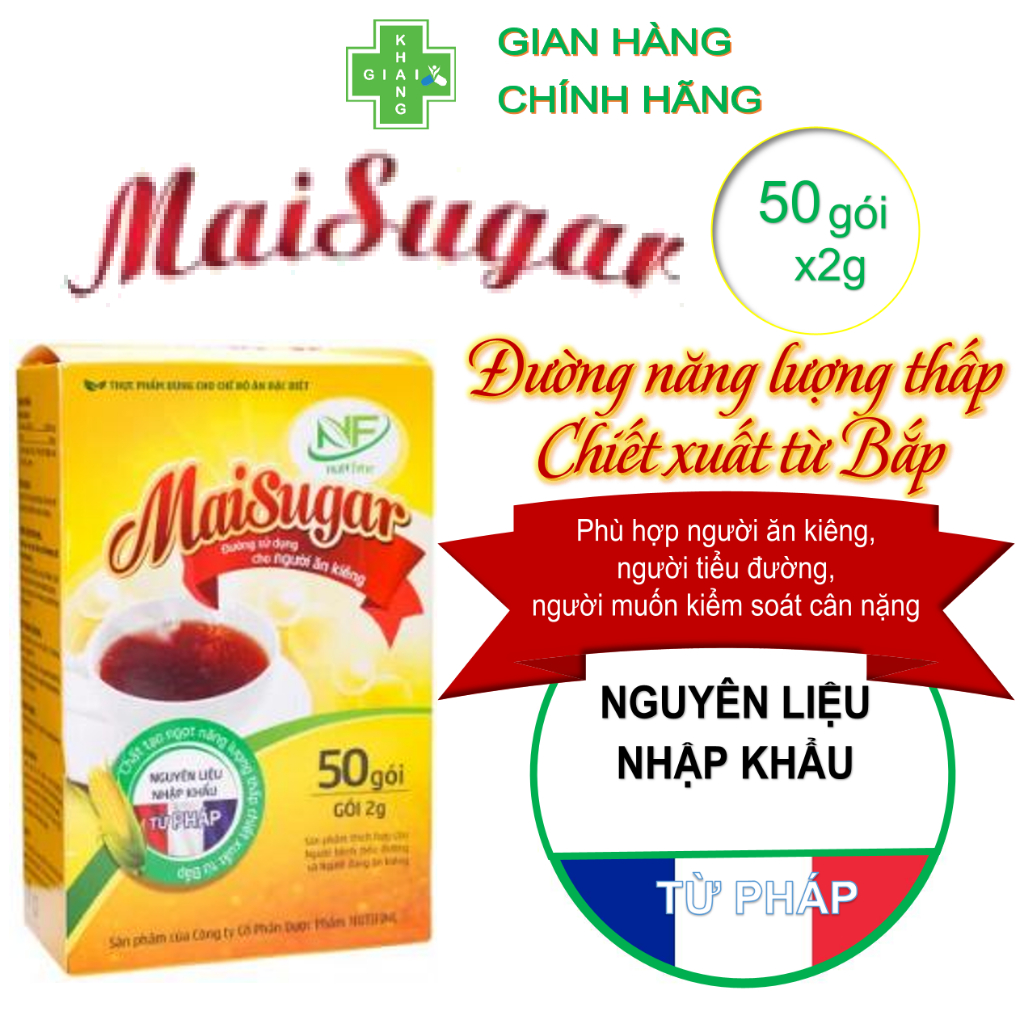 Đường bắp Maisugar cho người ăn kiêng, giảm cân và đái tháo đường (Hộp 50 gói)