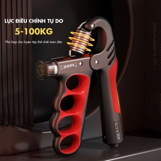 Dụng cụ kìm bóp tay tập lực điều chỉnh 5 –100kg đếm số điện tử cho tập gym thể hình KBT620