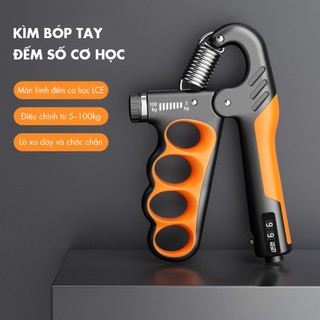Dụng cụ kìm bóp tay tập lực điều chỉnh 5 –100kg đếm số điện tử cho tập gym thể hình KBT620