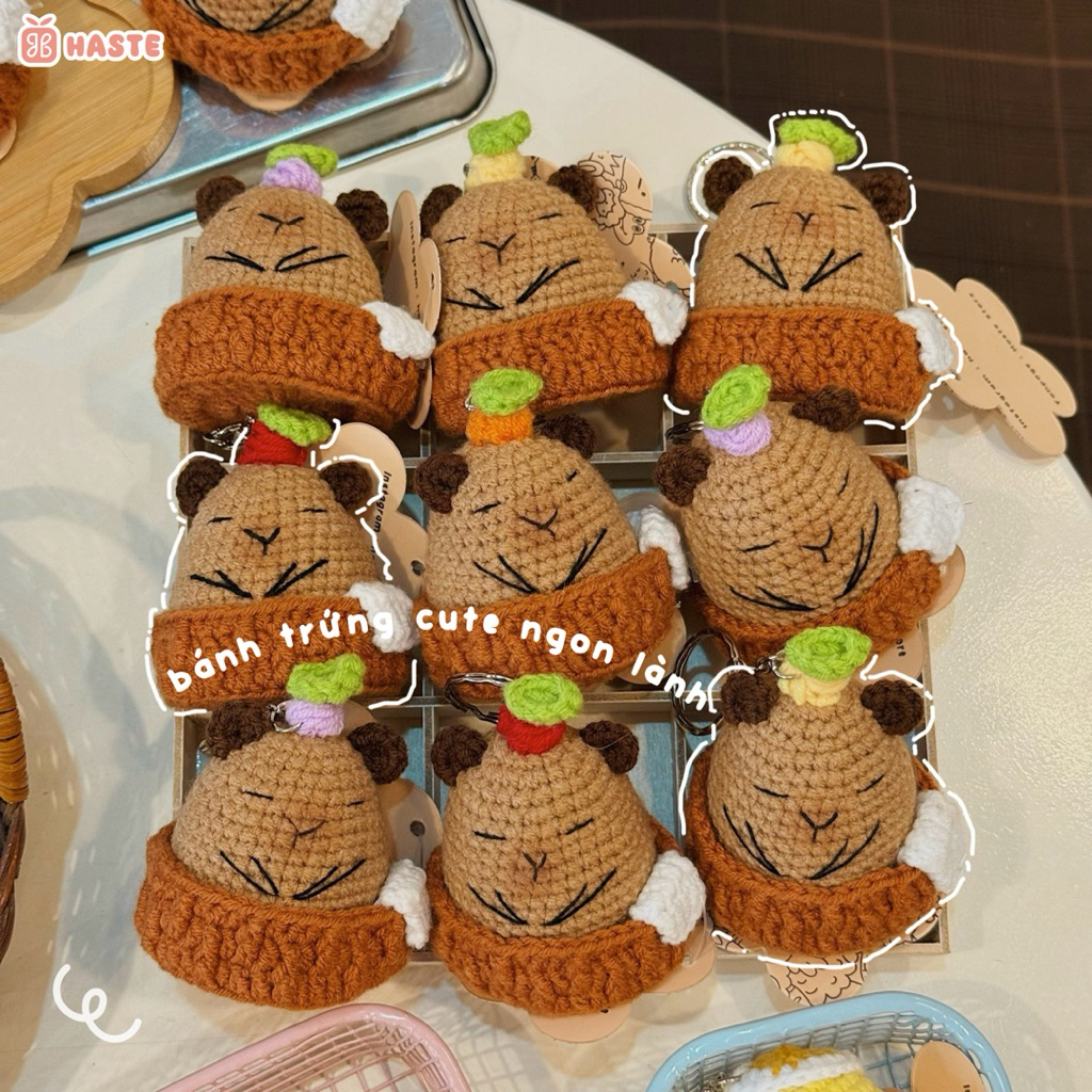 Móc Khoá Len Tổng Hợp Gà Ốp La Quả Bơ Avocado Capybara Tart Bánh Handmade Dễ Thương