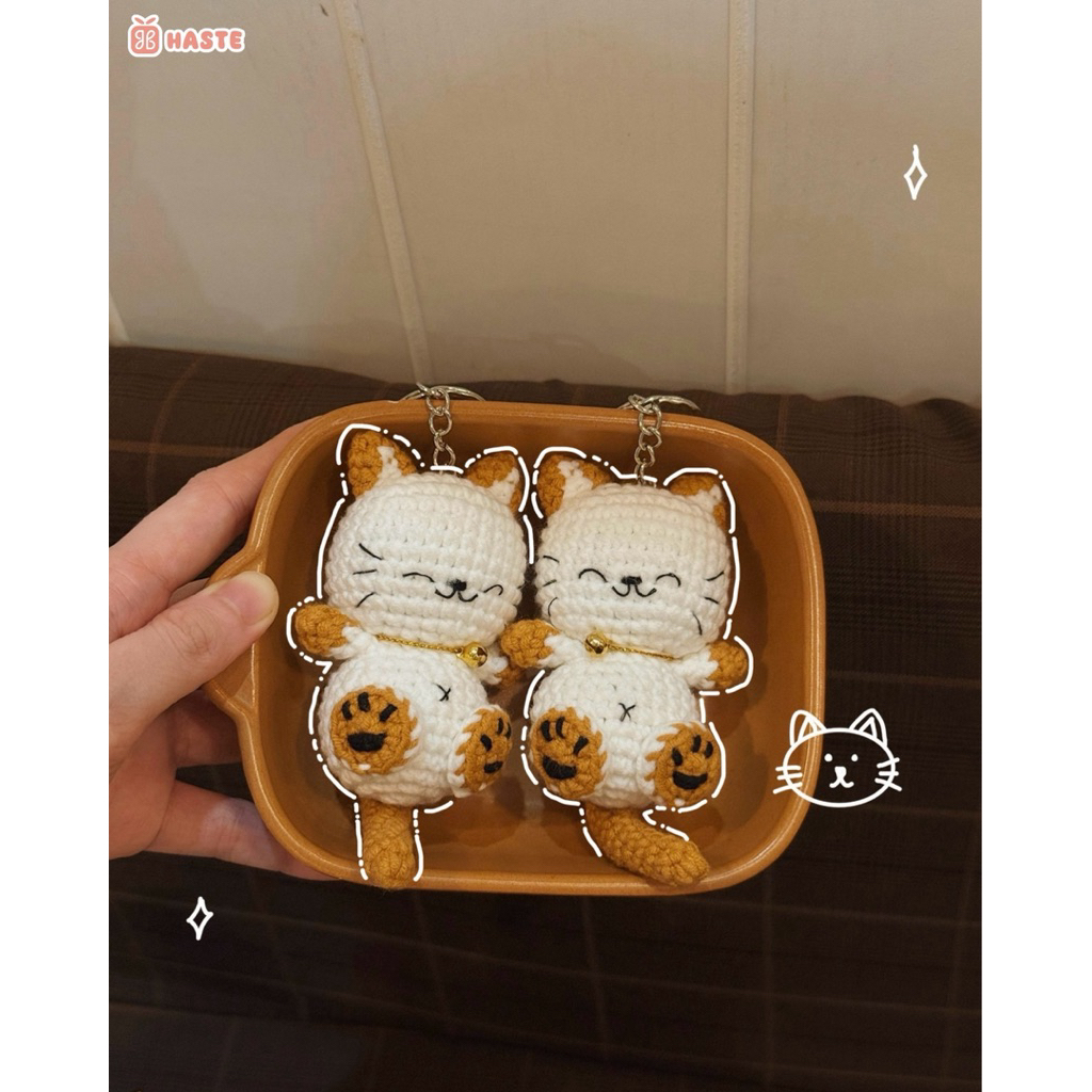 Móc Khoá Len Mèo Tam Thể Mun Mèo Mướp Ngũ Sắc Dễ Thương Cute Made By Haste handmade