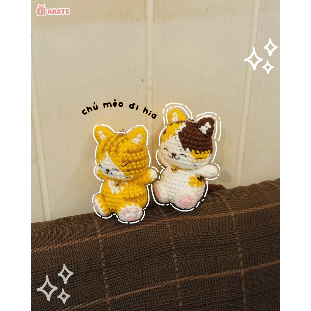 Móc Khoá Len Mèo Tam Thể Mun Mèo Mướp Ngũ Sắc Dễ Thương Cute Made By Haste handmade