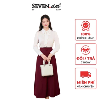 Chân váy dáng A 2 màu đỏ, trắng basic thời trang công sở nữ Seven.AM B700080K