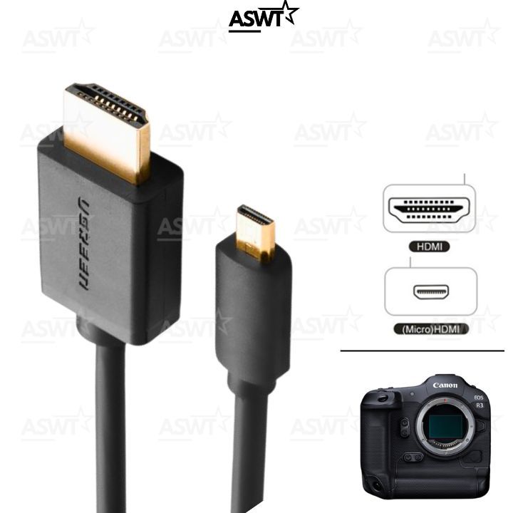 Cáp Micro HDMI hỗ trợ livestream cho máy ảnh canon EOS R3 R5 R5 C chính ...