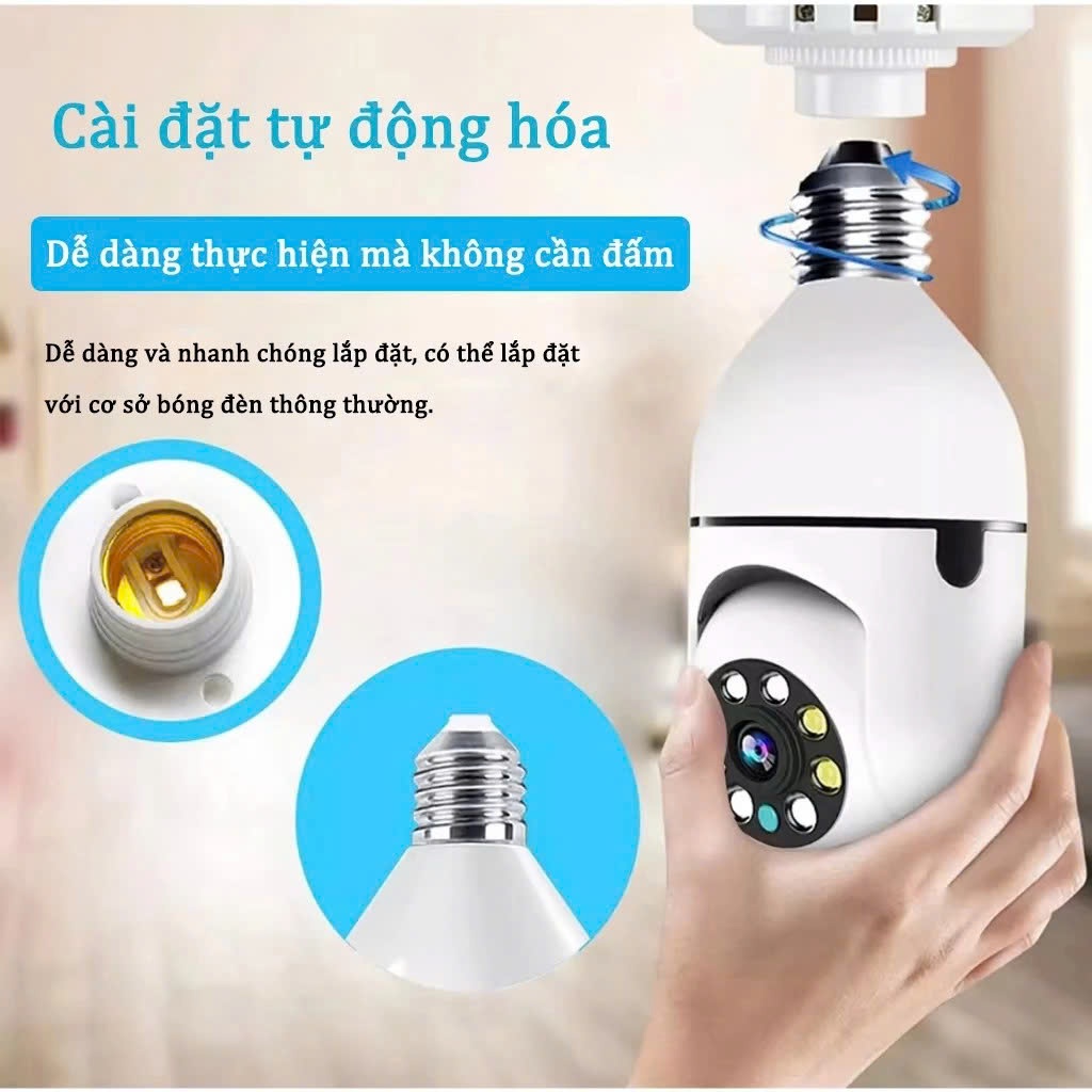 Camera Bóng Đèn Wifi V360Pro An Ninh Gia Đình, Hỗ Trợ Thẻ Nhớ, Xoay 360°, Đàm Thoại 2 Chiều,Xem Từ Xa