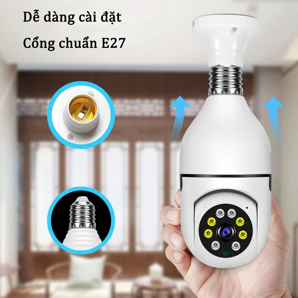Camera Bóng Đèn Wifi V360Pro An Ninh Gia Đình, Hỗ Trợ Thẻ Nhớ, Xoay 360°, Đàm Thoại 2 Chiều,Xem Từ Xa
