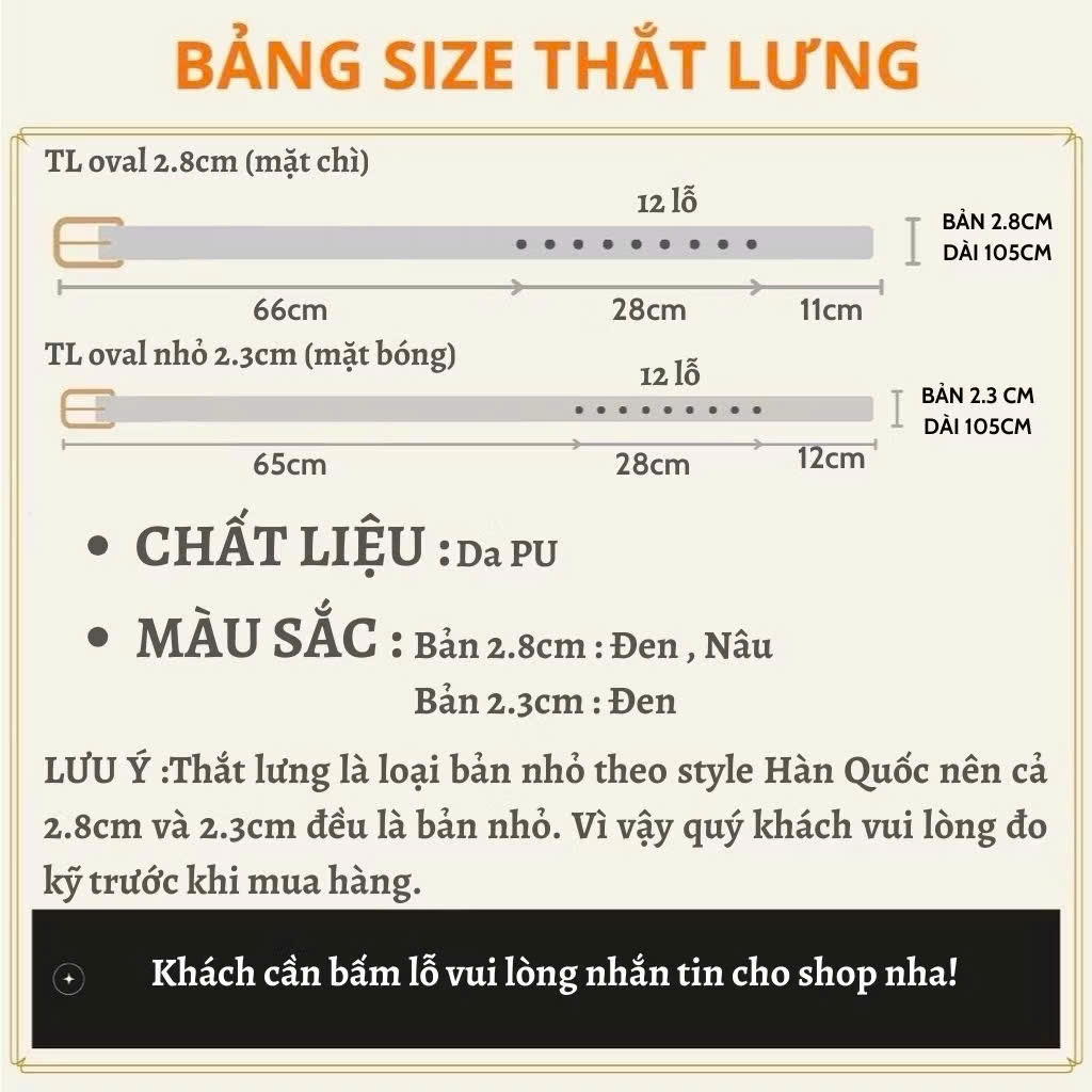 Thắt lưng Nam Nữ oval da Mặt Khuyết Màu Bạc dây lưng có bấm lỗ Dâyv gài nịt Ulzzang bản 2.3Cm và 2.8CM Horizon