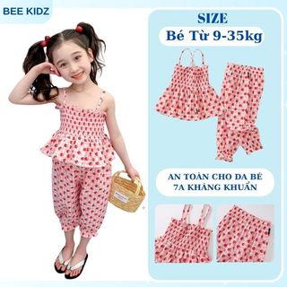 Đồ Bộ Bé Gái, Sét Đồ Bé Gái Váy 2 Dây Kèm Quần Ống Bo Họa Tiết Cherry Dễ Thương Chất Liệu Cotton Mềm