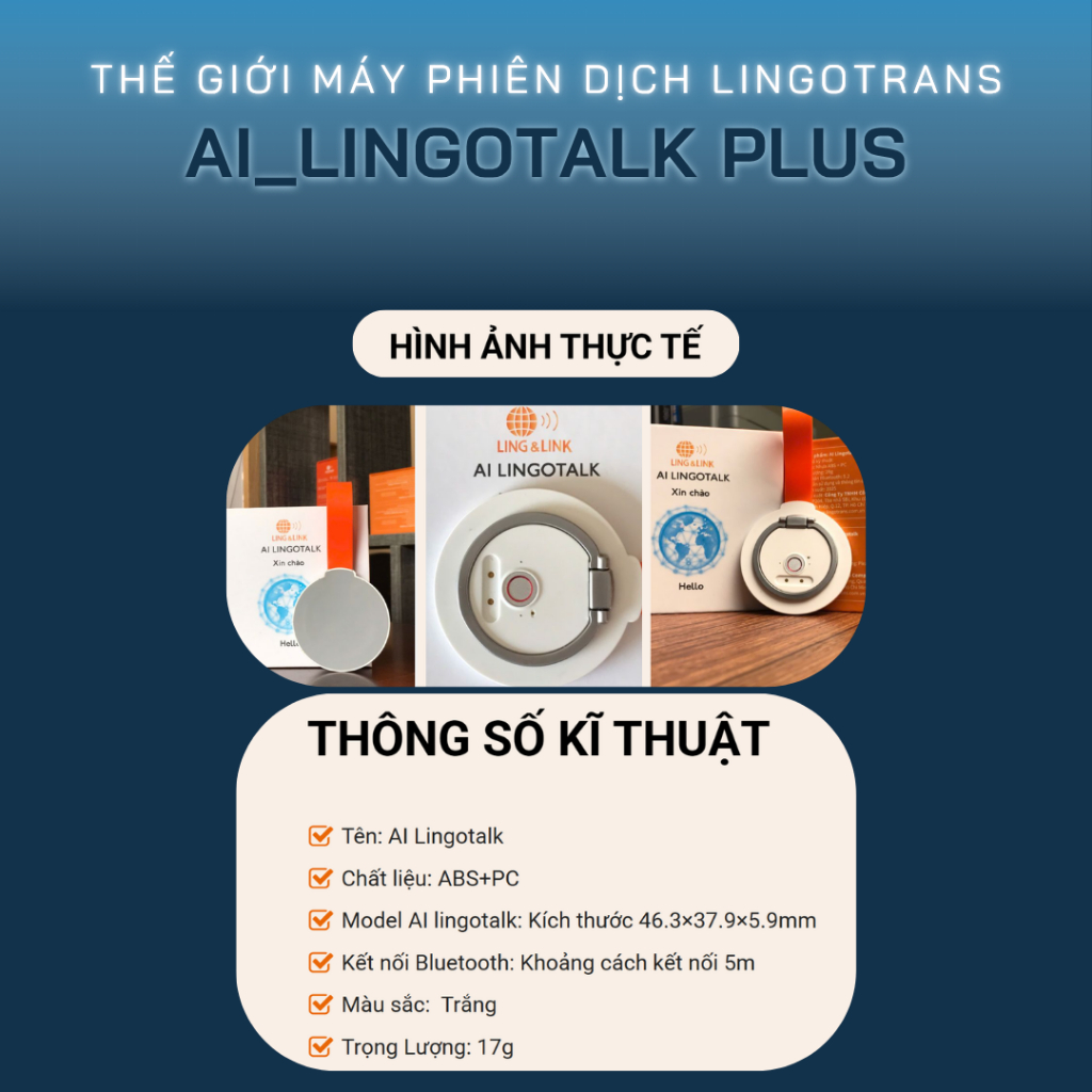 Máy Phiên Dịch Lingotrans Model AI Lingotalk 8 Trong 1 – Công Nghệ AI Hiện Đại, Nhỏ Gọn, Cao Cấp