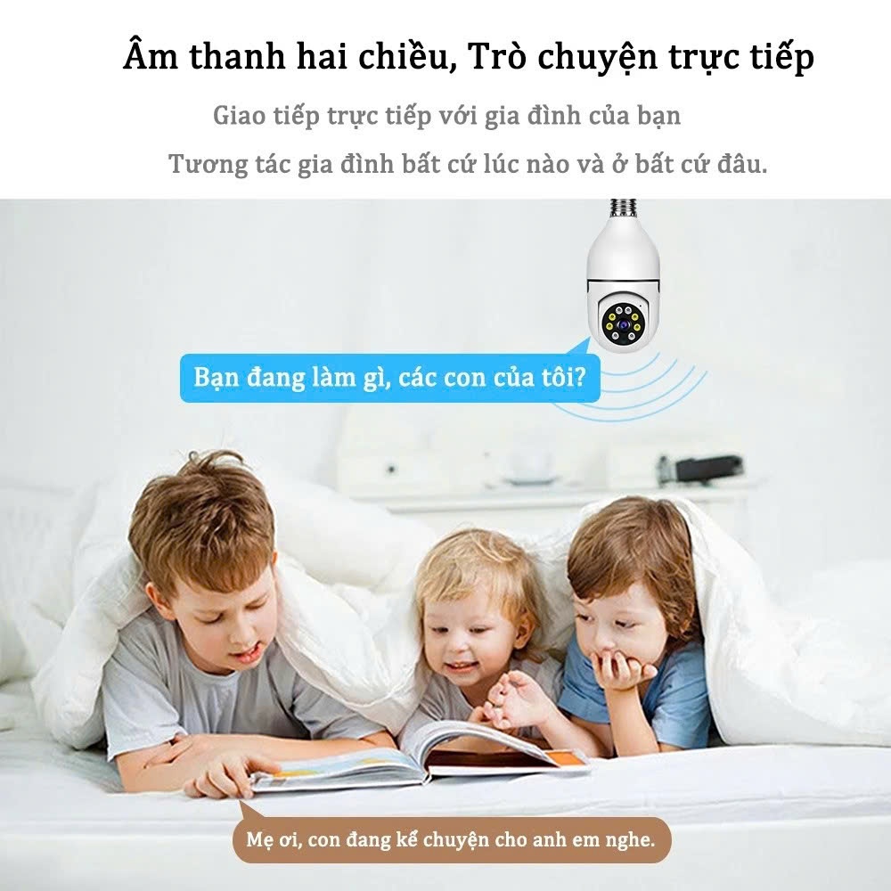 Camera Bóng Đèn Wifi V360Pro An Ninh Gia Đình, Hỗ Trợ Thẻ Nhớ, Xoay 360°, Đàm Thoại 2 Chiều,Xem Từ Xa